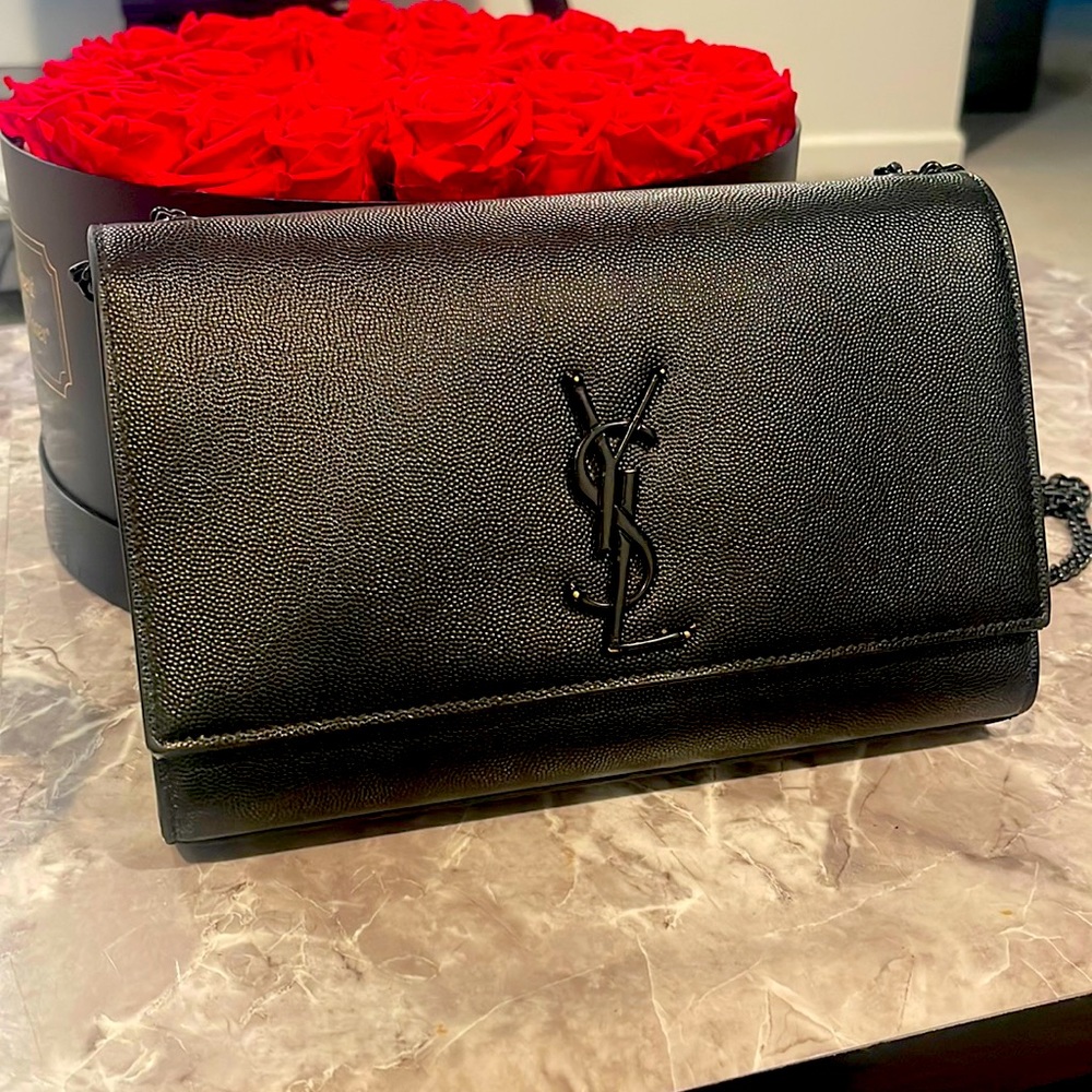 Available - YSL medium black shoulder bag